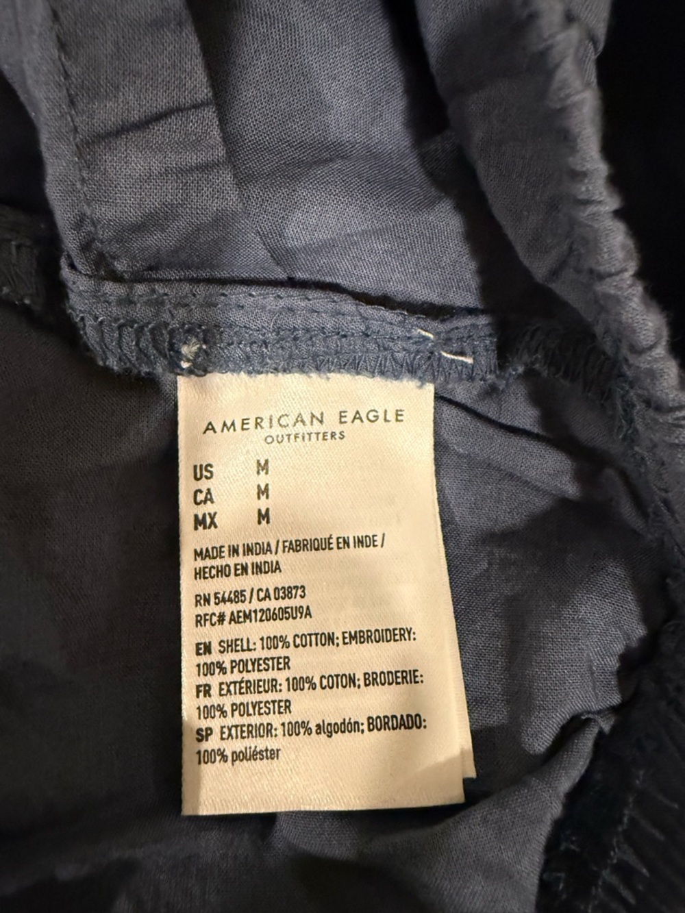 NWT American Eagle Outfitters Slate Blue Eyelet Long Sleeve Crop Blouse (slip) - Picture 4 of 4